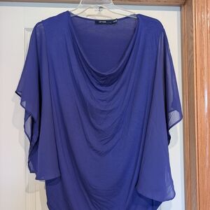 Eloquii Deep Purple Draped Chiffon Overlay Blouse